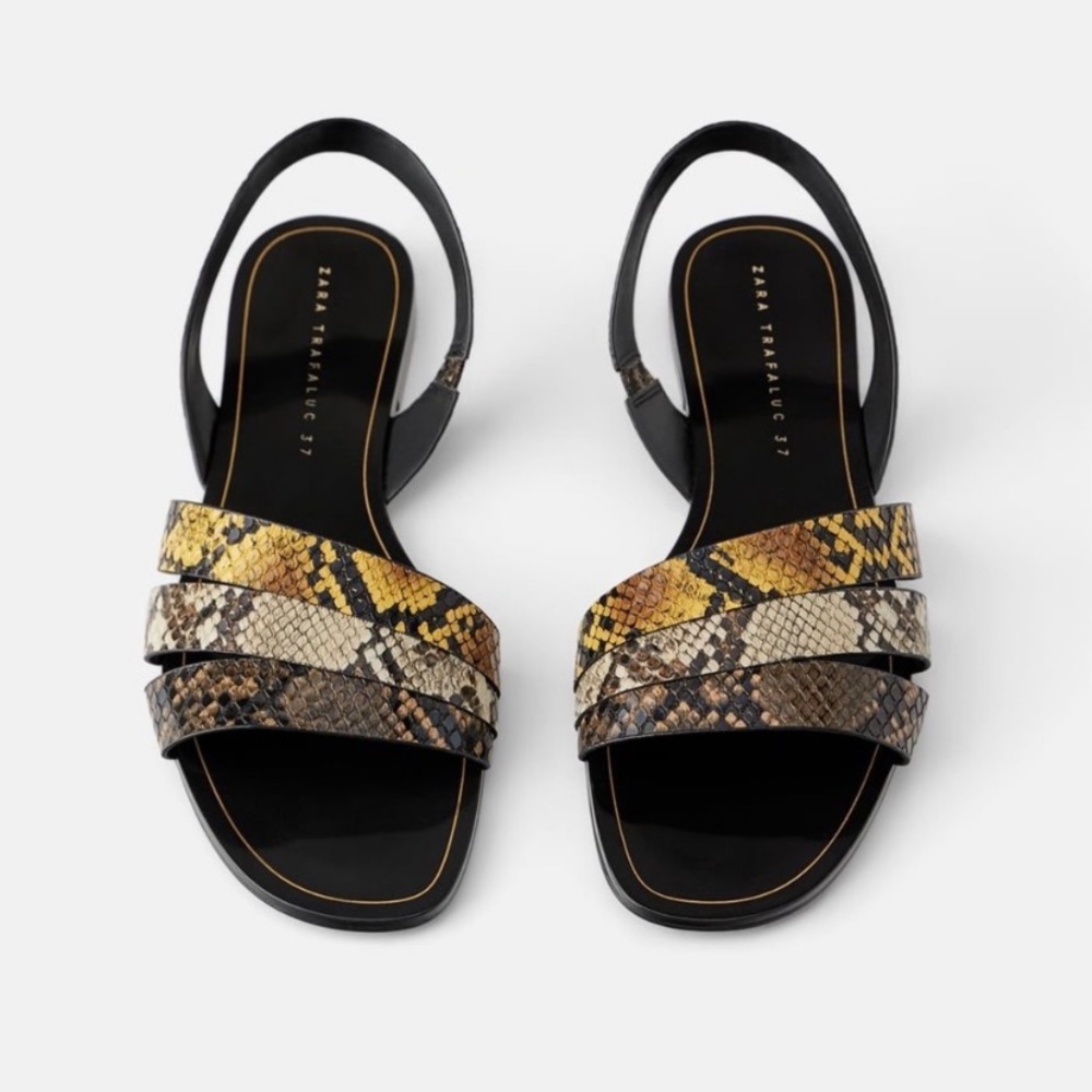 Zara Slingback Snakeskin Sandals